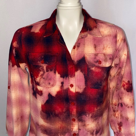 *CUSTOM DYED PLAID BUTTON DOWN - Picture 2 of 6